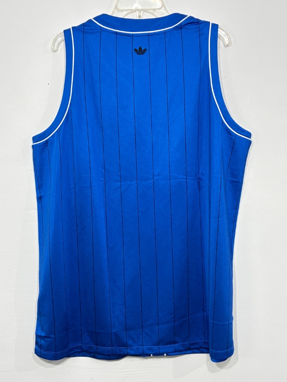adidas Originals XL Blue Satin Pinstripe Jersey Dress KC6280 Sporty Glam NWT - Picture 6 of 13